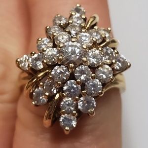 Solid 10k 3.0 cttw Cluster Cocktail Ring 9.6g Sz 9